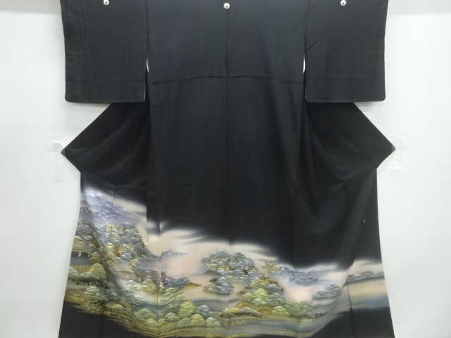 作家物　金彩寺院風景模様留袖（比翼付き）